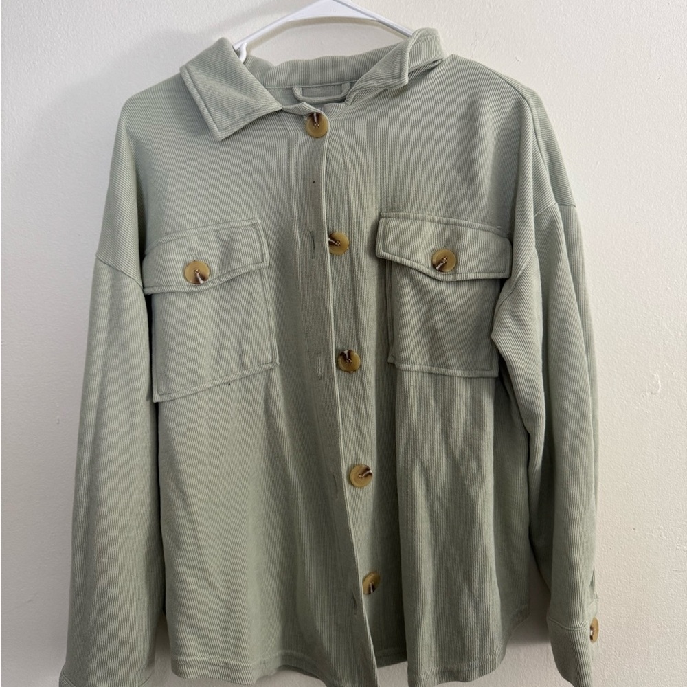 Green Button-Up Top